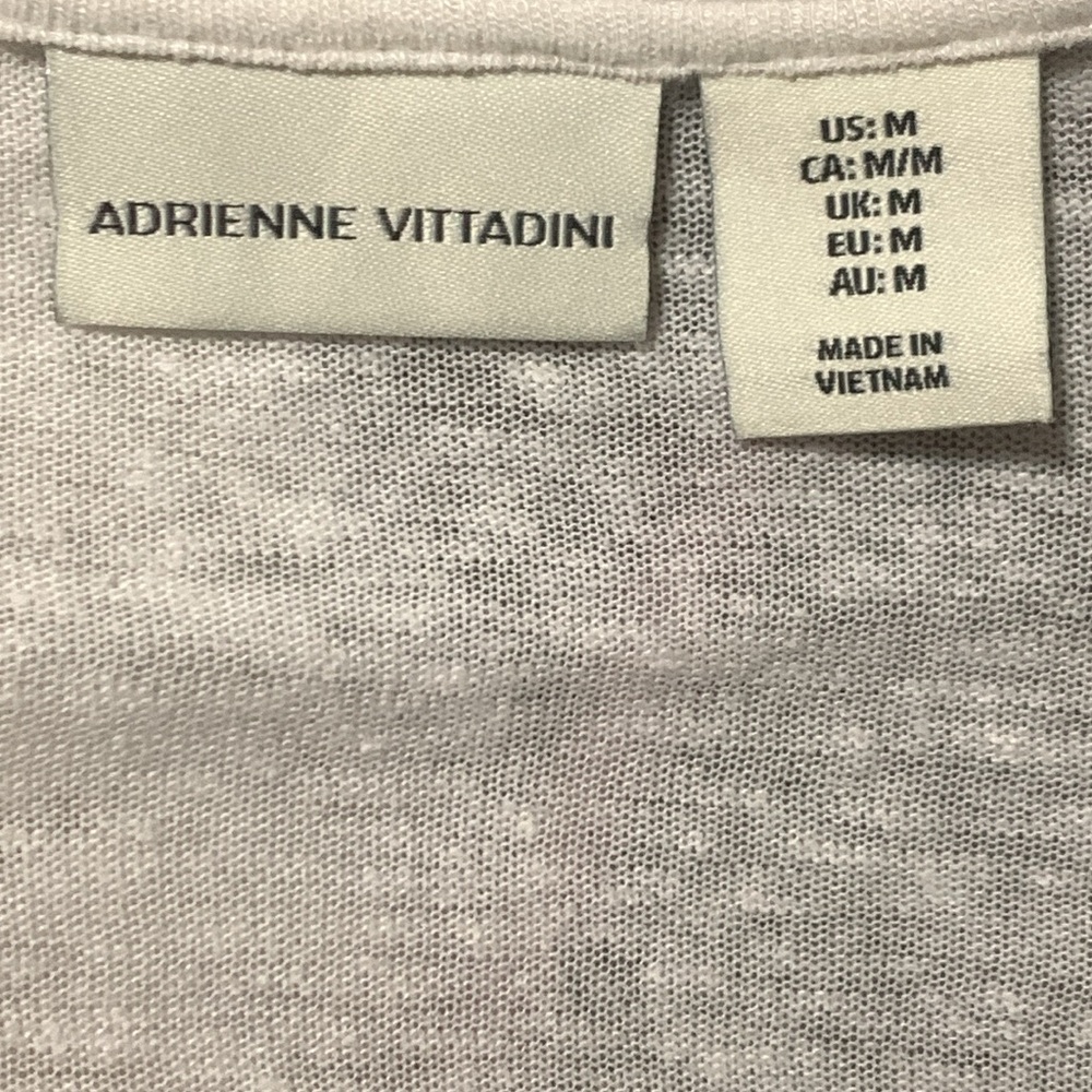 Adrienne Vittadini White Linen Blend Open Front Waterfall Cardigan Medium M - Picture 3 of 4